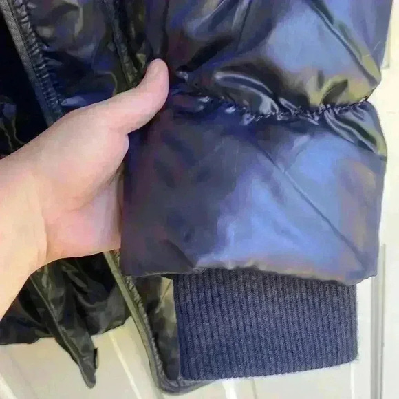 MaxMara weekend Navy Blue Goose Down puffer jacket size M removeable fur hood - Picture 3 of 7